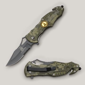 " D.T.O.M.C " Rescue Style Assist Knife 4.5" Closed Camo